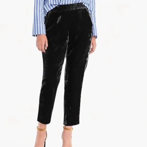 J. Crew Women's Pull-On Velvet Easy Pants in Black - Sz 4 - Picture 1 of 5
